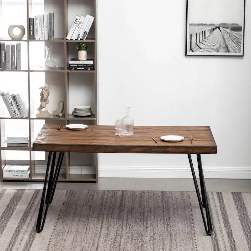 Table à manger design épingle à cheveux en métal industriel