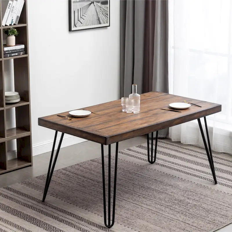 Table à manger design épingle à cheveux en métal industriel