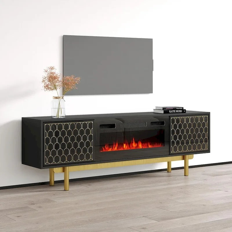 Meuble TV avec cheminée