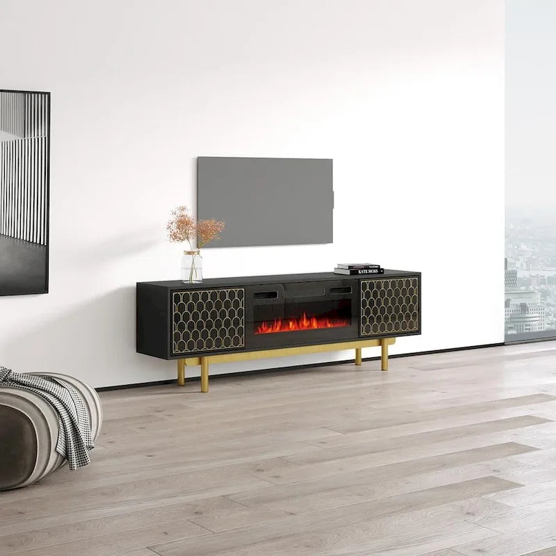 Meuble TV avec cheminée