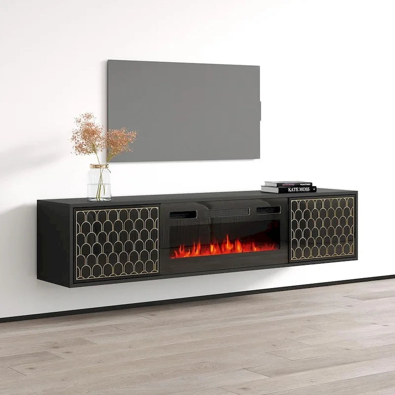 Meuble TV avec cheminée