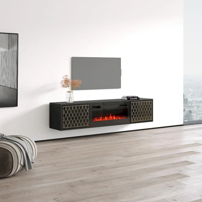 Meuble TV avec cheminée