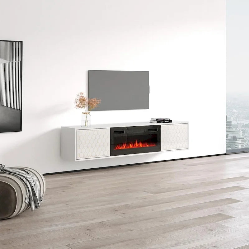 Meuble TV avec cheminée