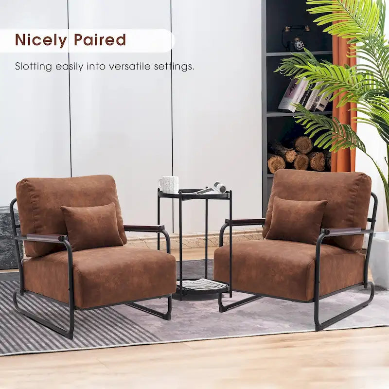 Fauteuil d'appoint moderne avec pieds en acier, tissu Leathaire