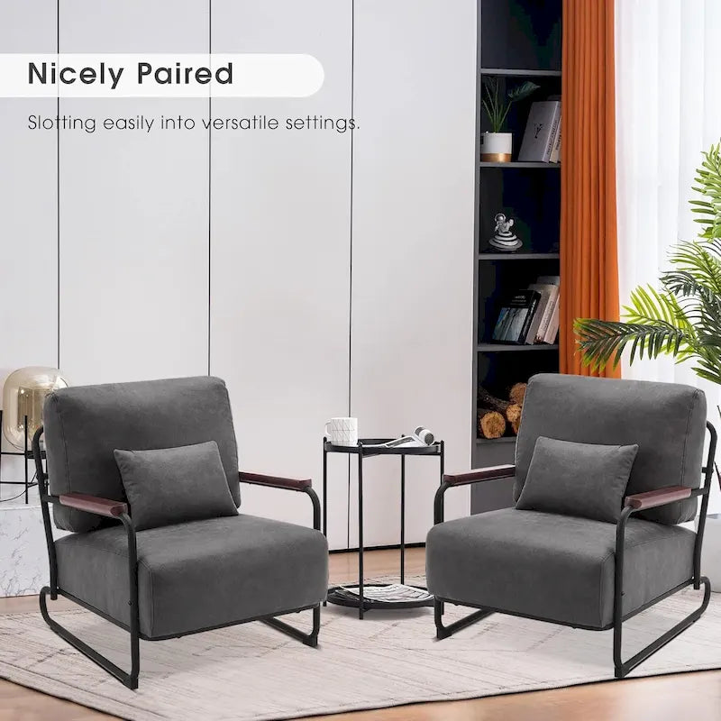 Fauteuil d'appoint moderne avec pieds en acier, tissu Leathaire