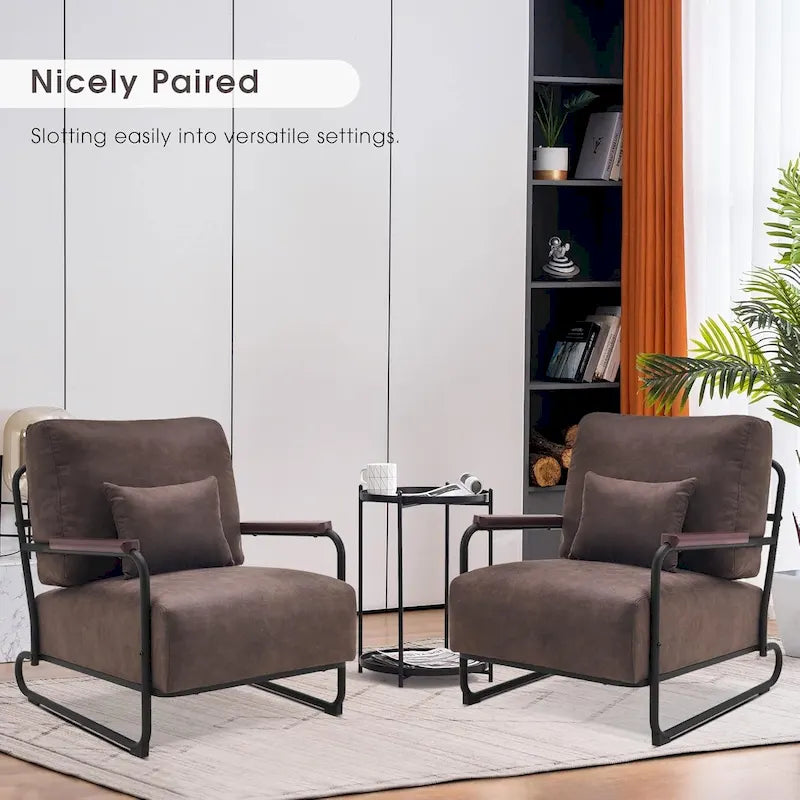 Fauteuil d'appoint moderne avec pieds en acier, tissu Leathaire