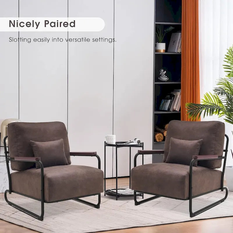 Fauteuil d'appoint moderne avec pieds en acier, tissu Leathaire