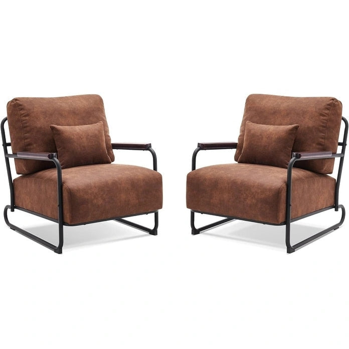 Fauteuil d'appoint moderne avec pieds en acier, tissu Leathaire
