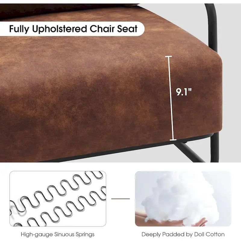 Fauteuil d'appoint moderne avec pieds en acier, tissu Leathaire