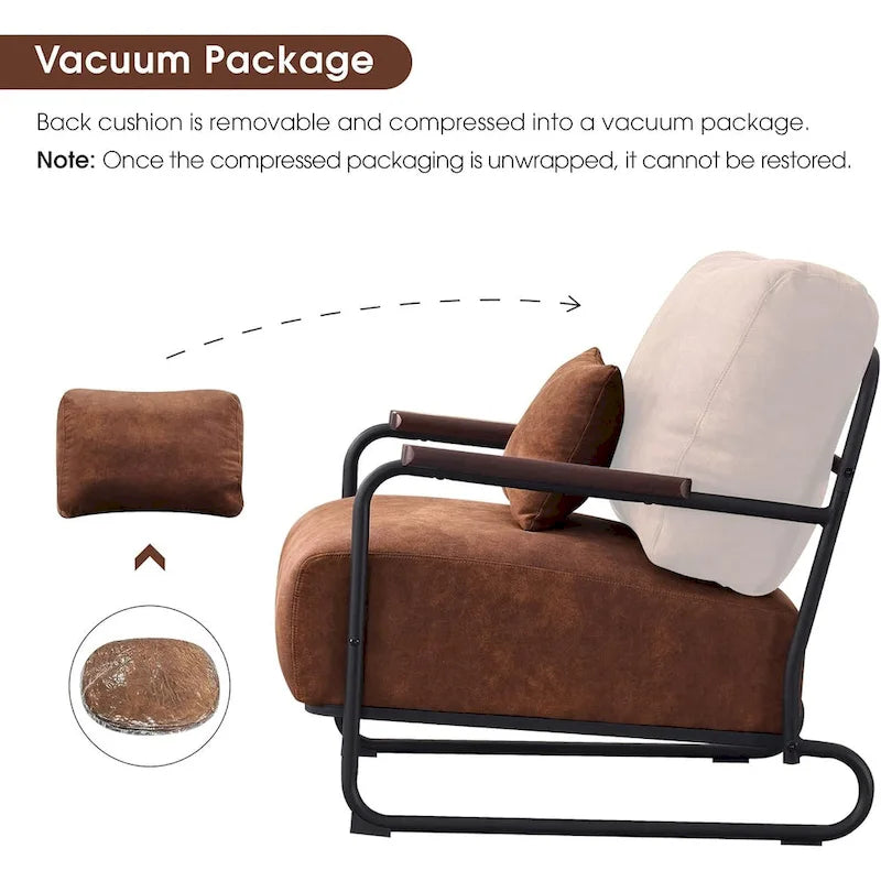 Fauteuil d'appoint moderne avec pieds en acier, tissu Leathaire