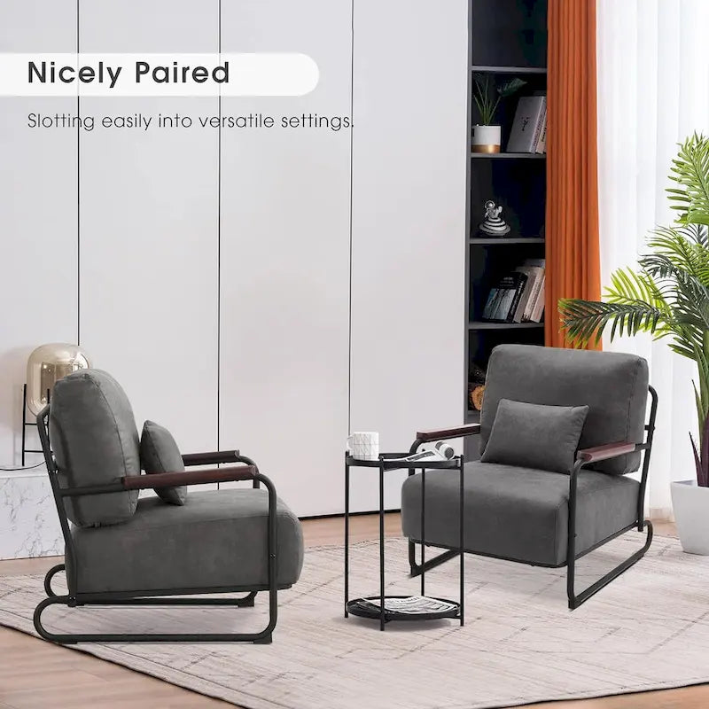 Fauteuil d'appoint moderne avec pieds en acier, tissu Leathaire