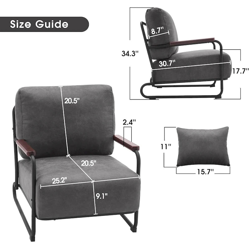 Fauteuil d'appoint moderne avec pieds en acier, tissu Leathaire