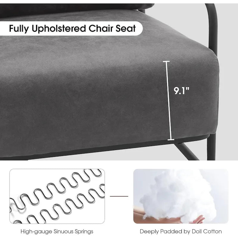 Fauteuil d'appoint moderne avec pieds en acier, tissu Leathaire