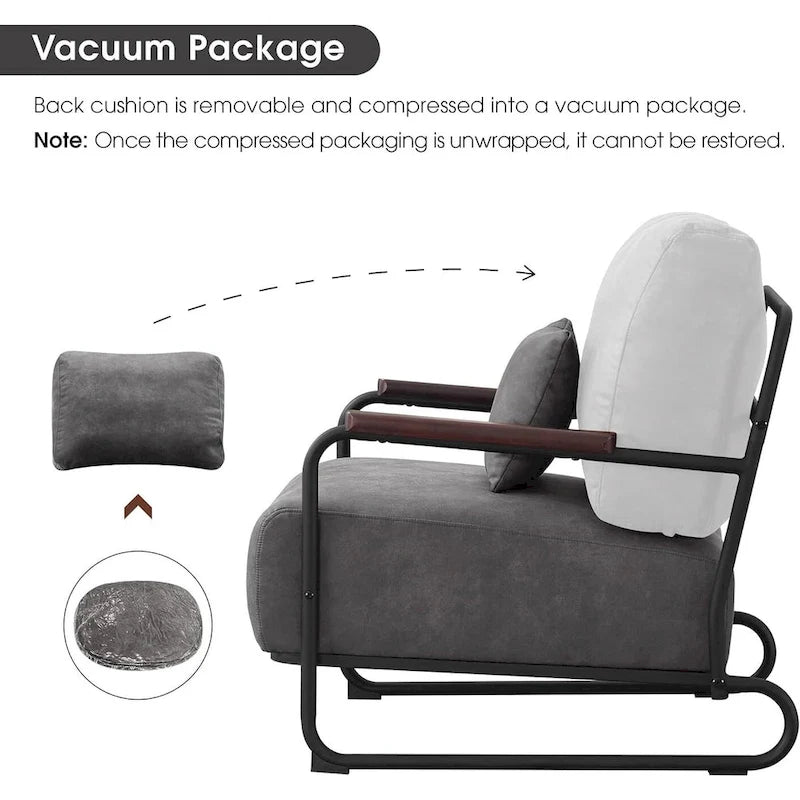 Fauteuil d'appoint moderne avec pieds en acier, tissu Leathaire