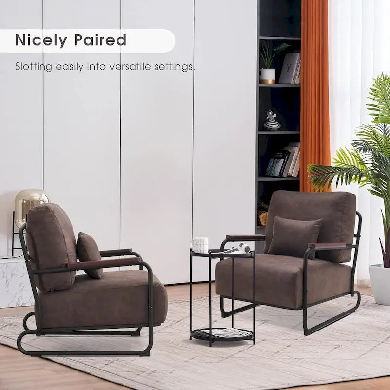 Fauteuil d'appoint moderne avec pieds en acier, tissu Leathaire