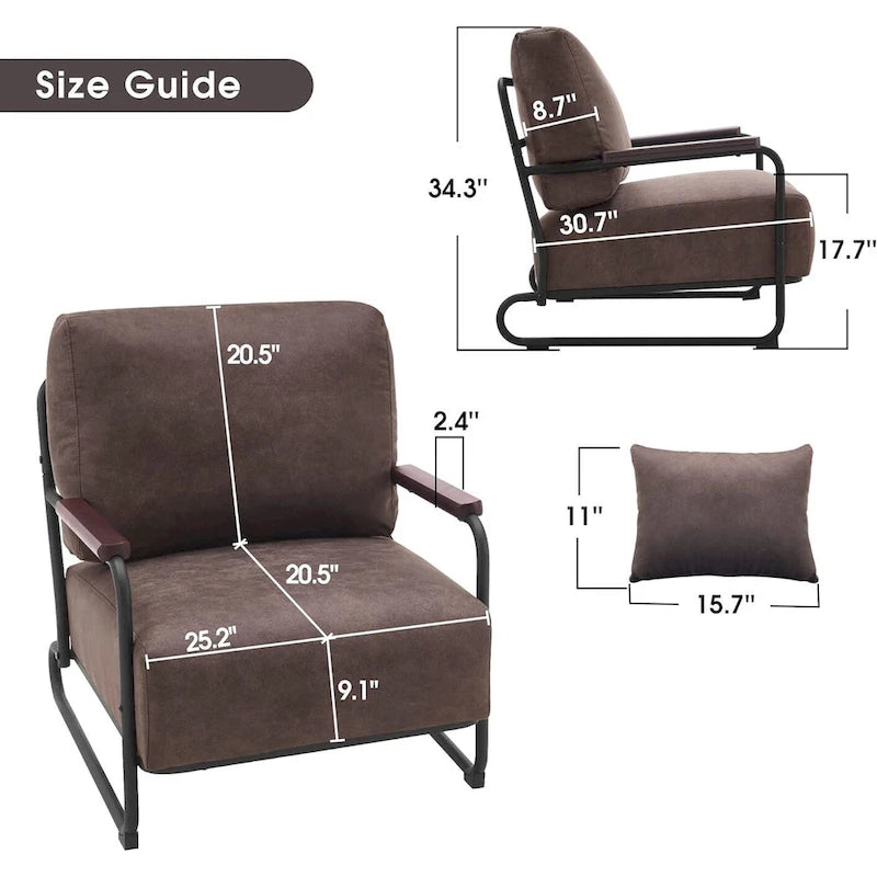 Fauteuil d'appoint moderne avec pieds en acier, tissu Leathaire
