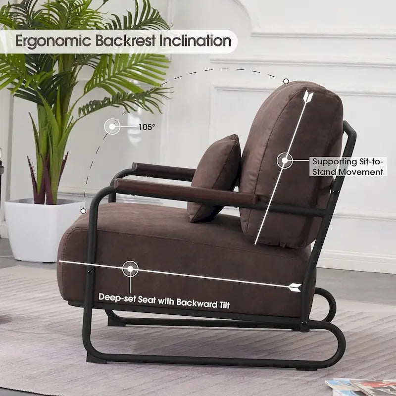 Fauteuil d'appoint moderne avec pieds en acier, tissu Leathaire