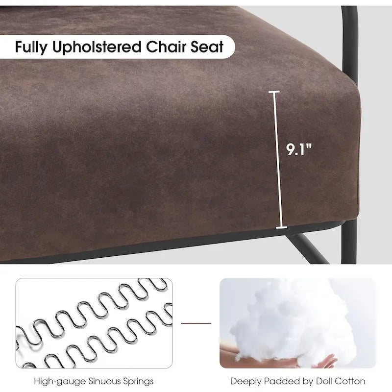 Fauteuil d'appoint moderne avec pieds en acier, tissu Leathaire