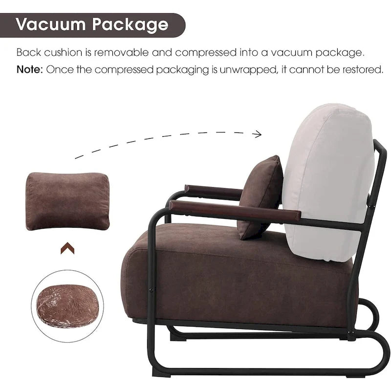 Fauteuil d'appoint moderne avec pieds en acier, tissu Leathaire