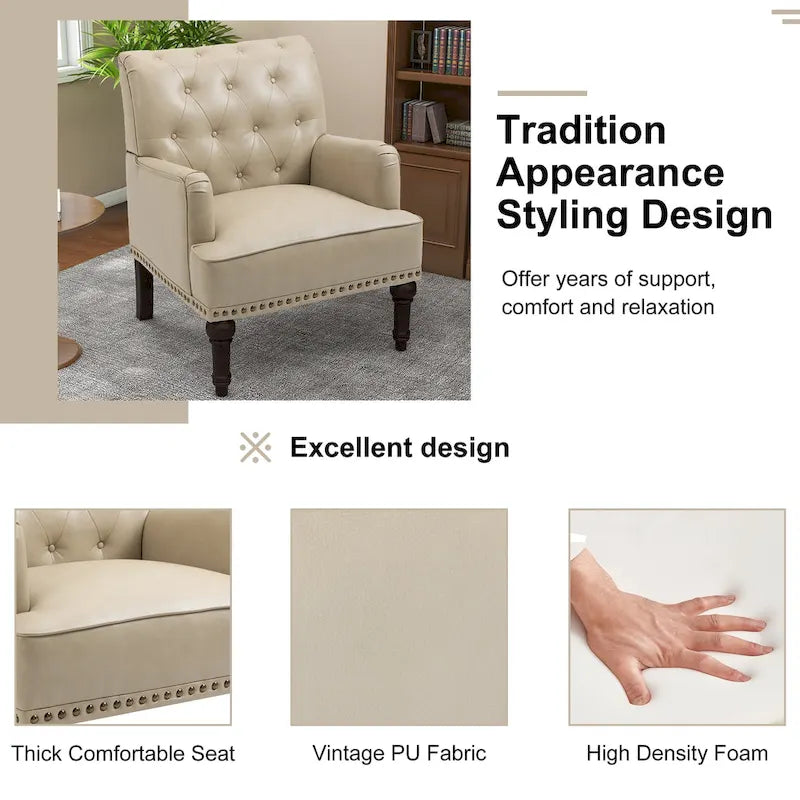 Fauteuil d'appoint en cuir PU pour salon