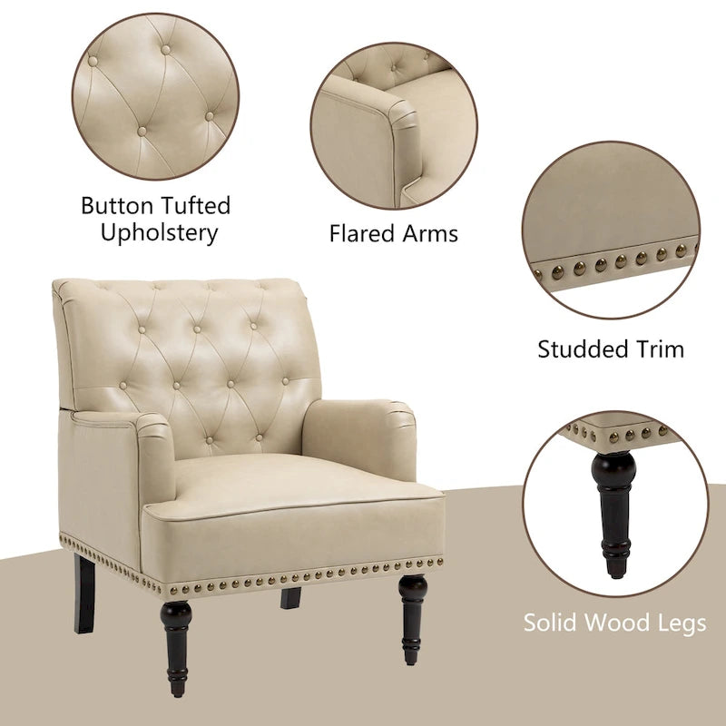 Fauteuil d'appoint en cuir PU pour salon