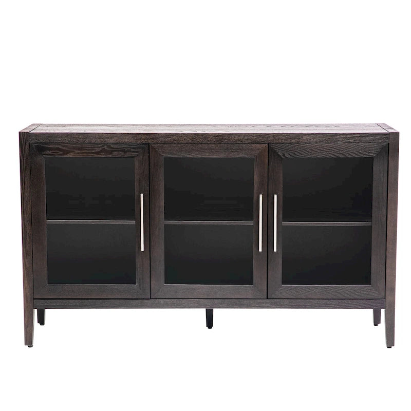 Meuble de rangement en bois avec trois portes en verre trempé