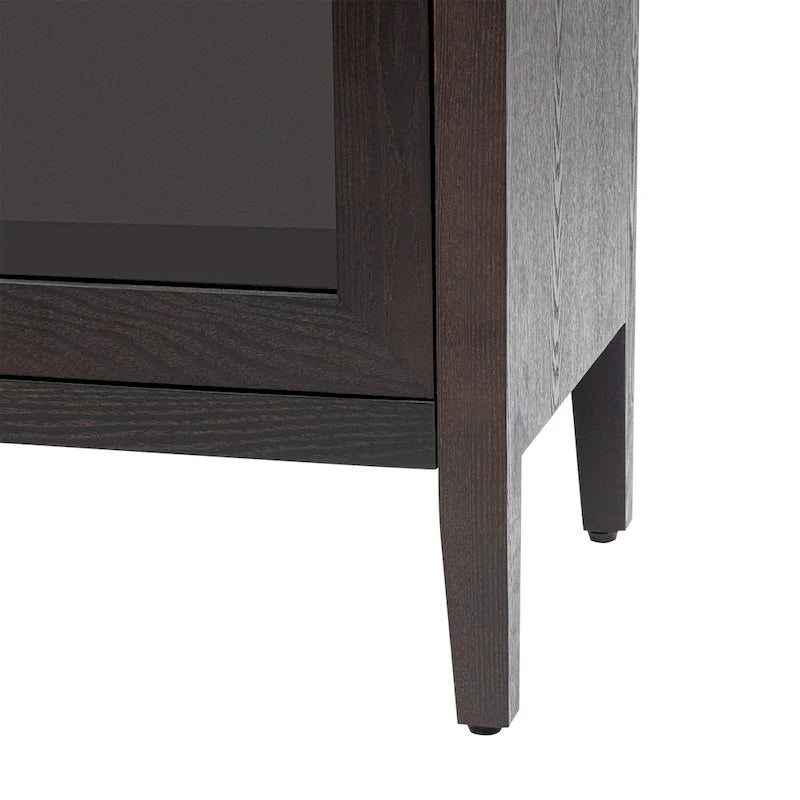 Meuble de rangement en bois avec trois portes en verre trempé