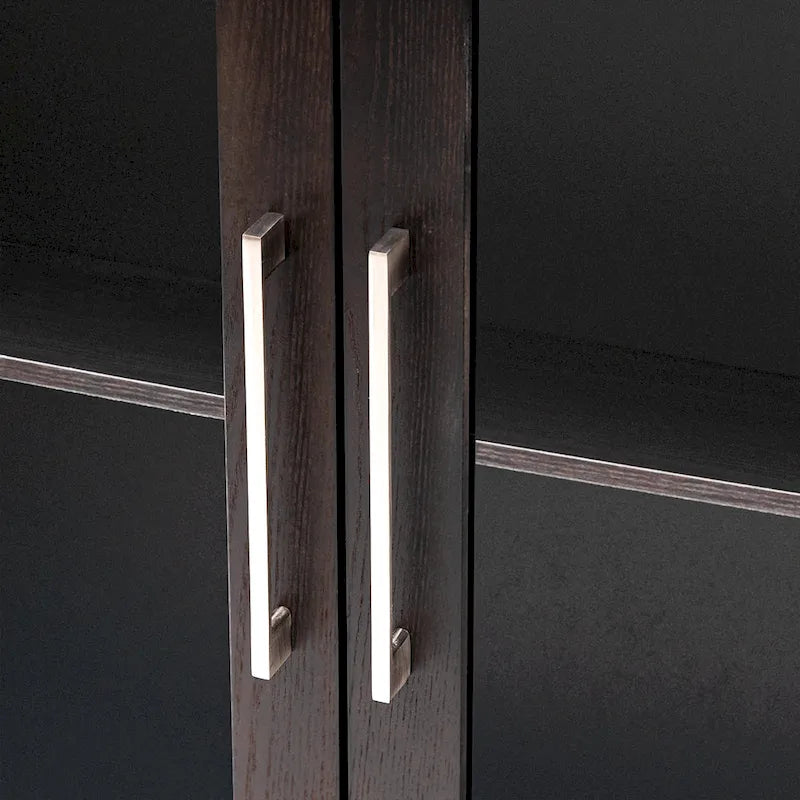 Meuble de rangement en bois avec trois portes en verre trempé