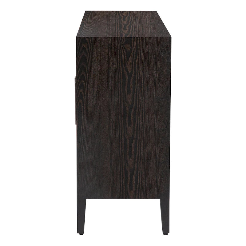 Meuble de rangement en bois avec trois portes en verre trempé