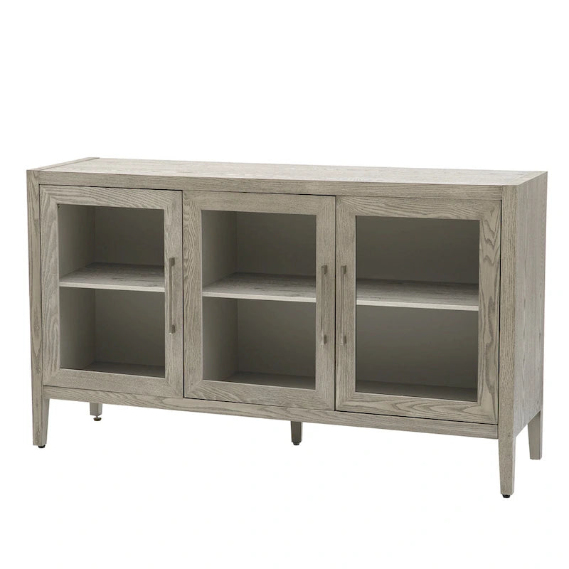 Meuble de rangement en bois avec trois portes en verre trempé