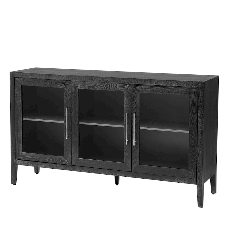 Meuble de rangement en bois avec trois portes en verre trempé