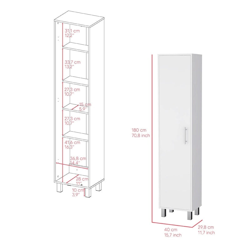 Armoire de rangement haute à 5 étagères, Balai de placard