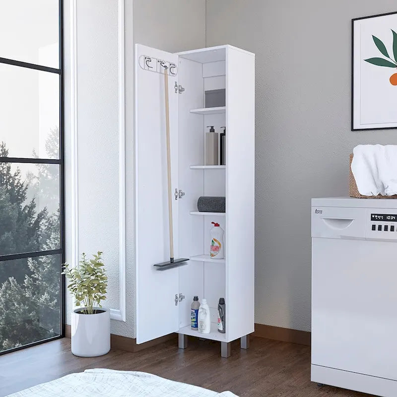Armoire de rangement haute à 5 étagères, Balai de placard
