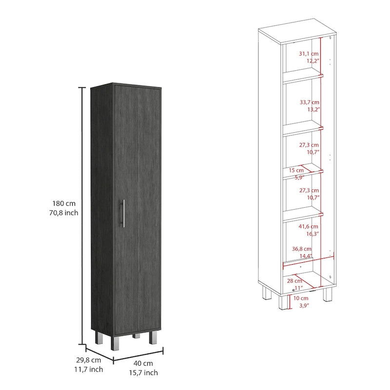 Armoire de rangement haute à 5 étagères, Balai de placard