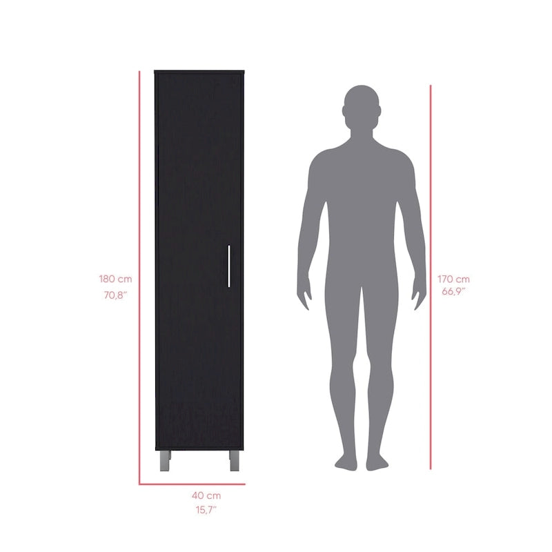 Armoire de rangement haute à 5 étagères, Balai de placard