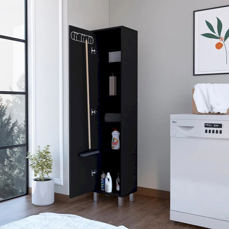 Armoire de rangement haute à 5 étagères, Balai de placard