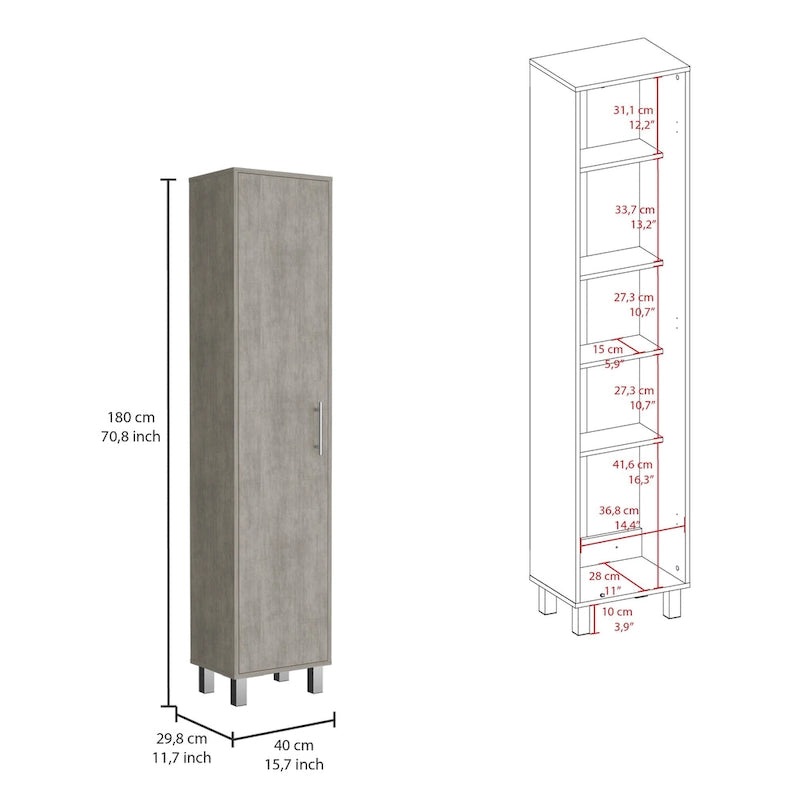 Armoire de rangement haute à 5 étagères, Balai de placard