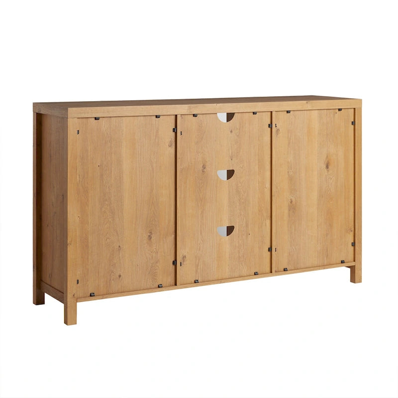 Buffet bas à portes avec panneaux en rotin arqué