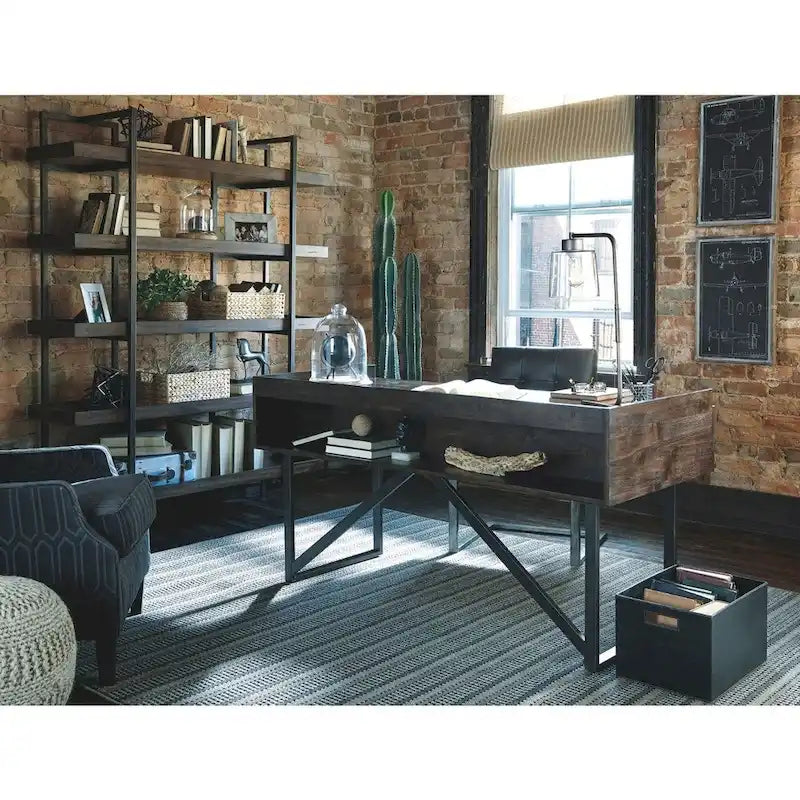 Bureau marron pour le télétravail