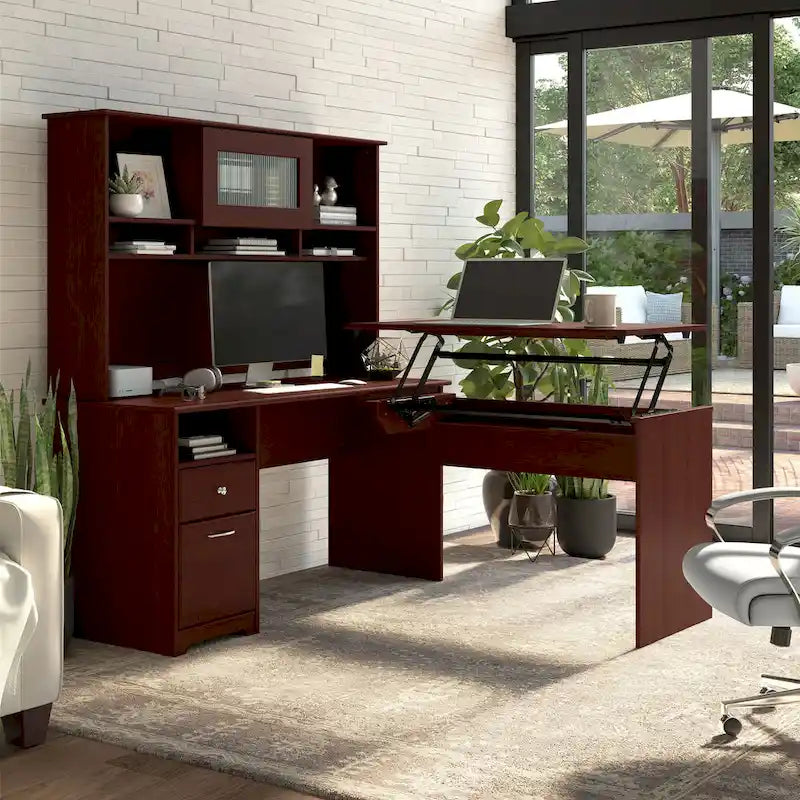 Bureau informatique avec tiroirs et rangements