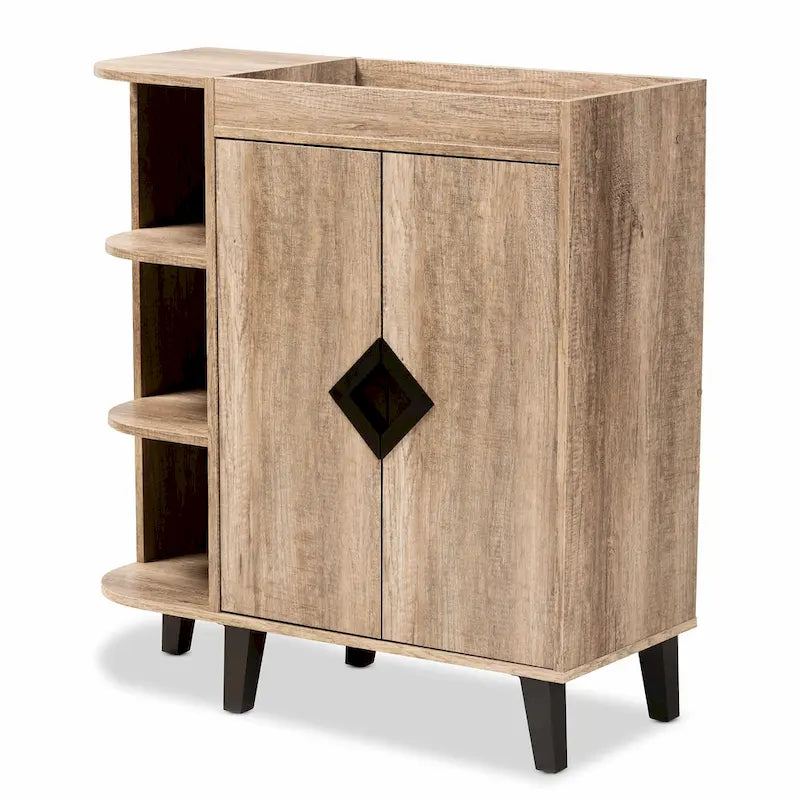 Meuble à chaussures moderne et contemporain en bois rustique à 2 portes