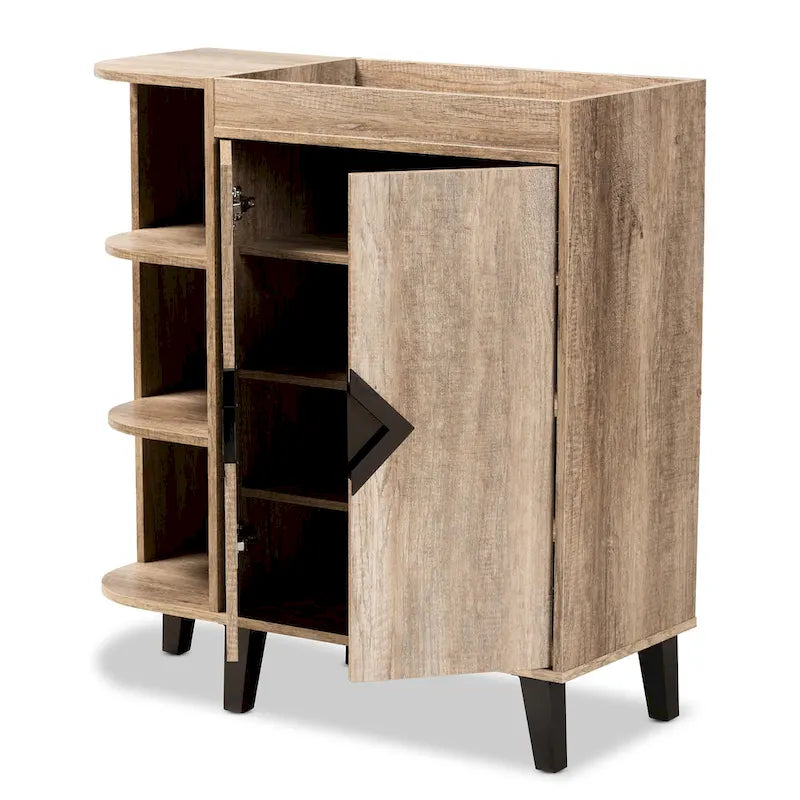 Meuble à chaussures moderne et contemporain en bois rustique à 2 portes