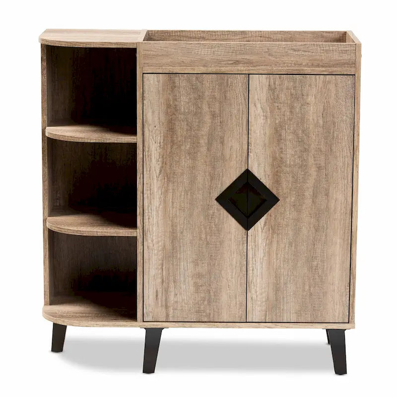 Meuble à chaussures moderne et contemporain en bois rustique à 2 portes