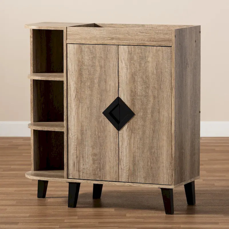 Meuble à chaussures moderne et contemporain en bois rustique à 2 portes