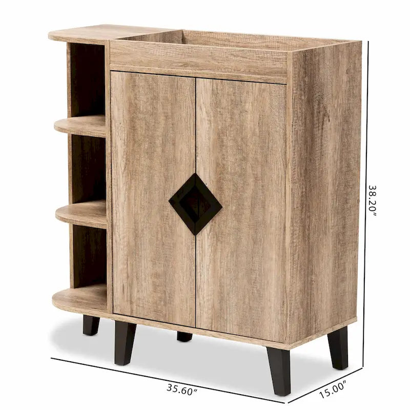 Meuble à chaussures moderne et contemporain en bois rustique à 2 portes