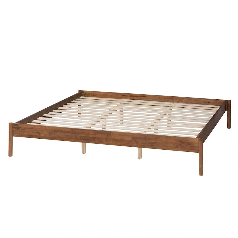 Cadre de lit en bois de noyer cendré de style Mid-Century Modern