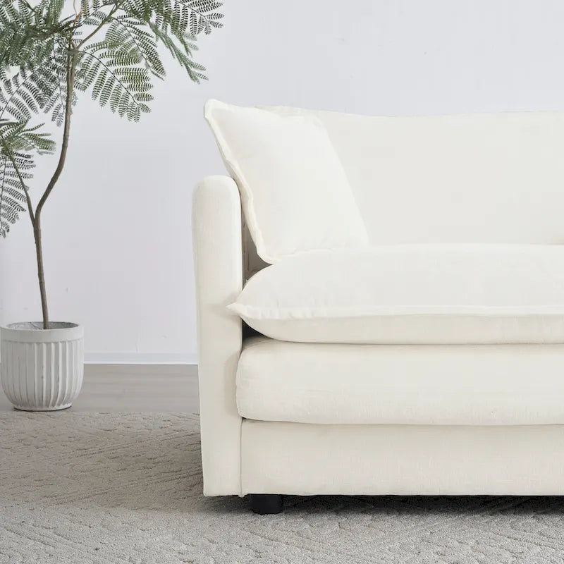 Fauteuil d'appoint moderne avec ottoman, fauteuil rembourré en chenille