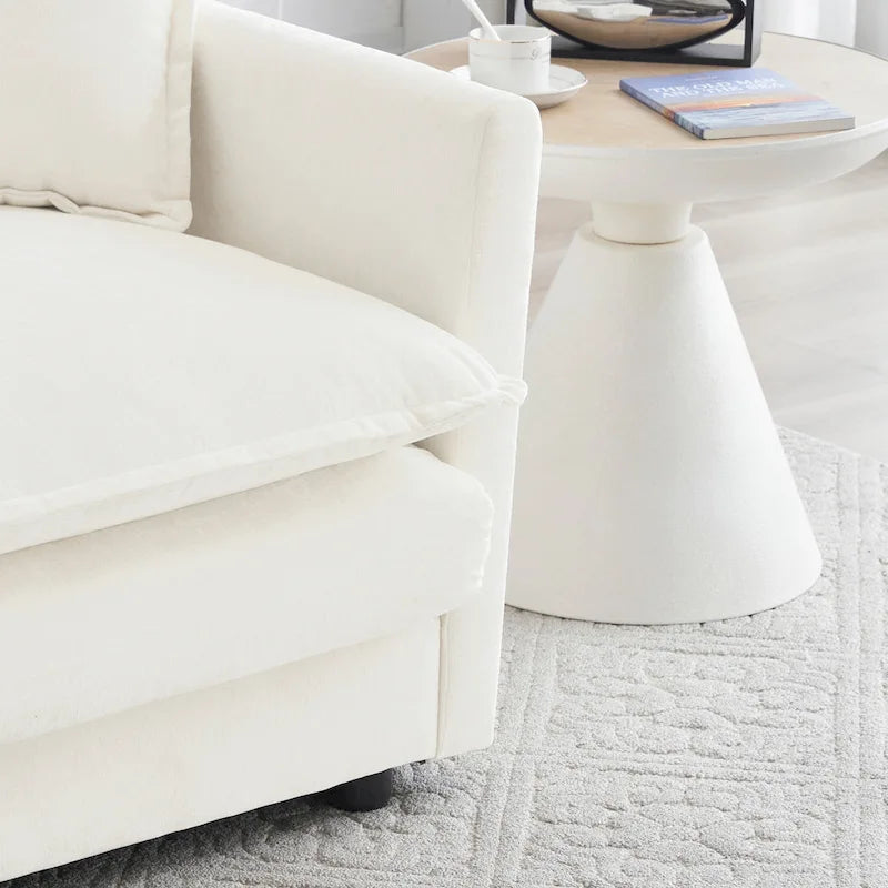 Fauteuil d'appoint moderne avec ottoman, fauteuil rembourré en chenille