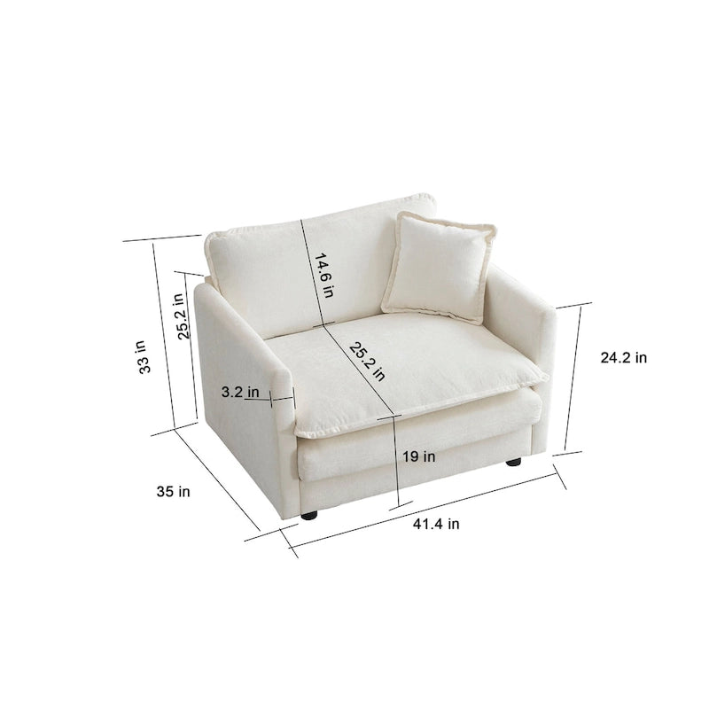 Fauteuil d'appoint moderne avec ottoman, fauteuil rembourré en chenille