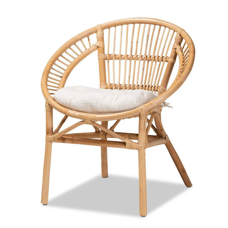 Chaise de salle à manger en rotin brun naturel bohème moderne